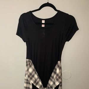black dress w/ built in plaid shirt